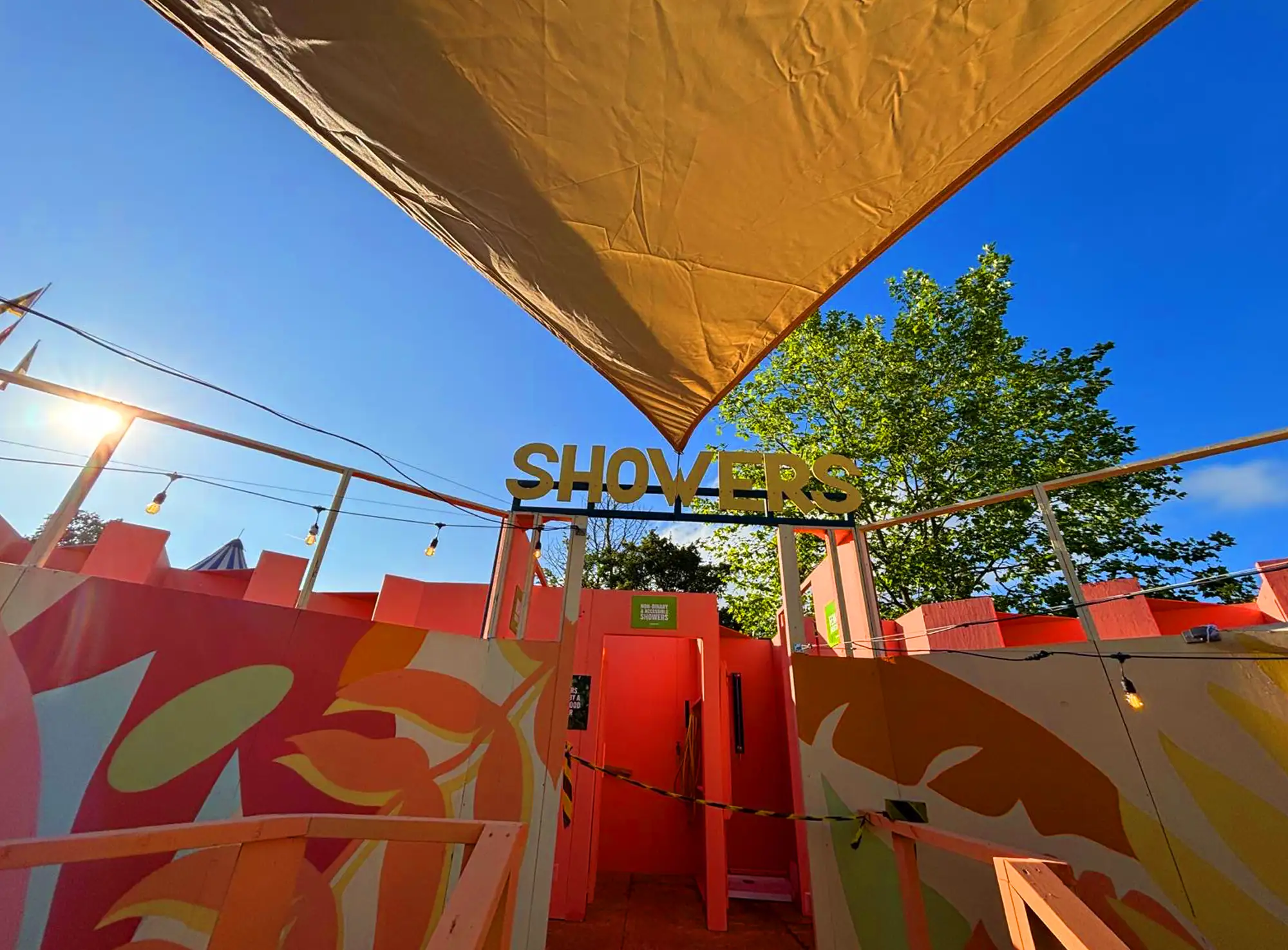 The shower block at the Glastonbury Green Fields 