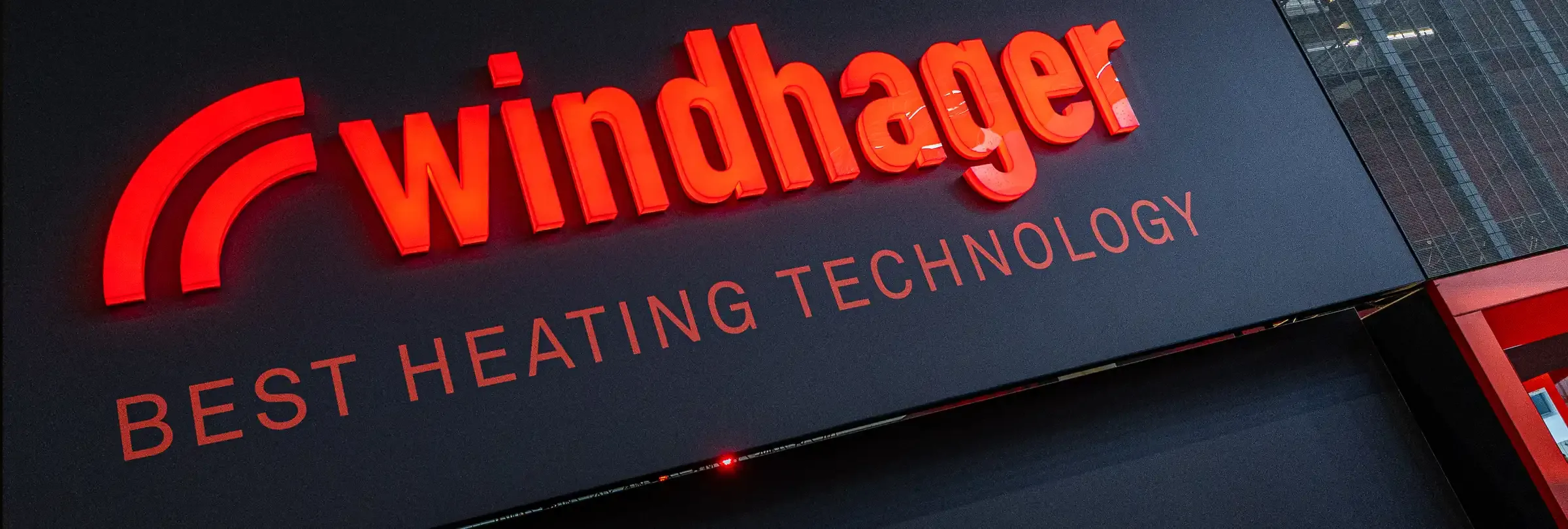 Illuminated Windhager logo sign