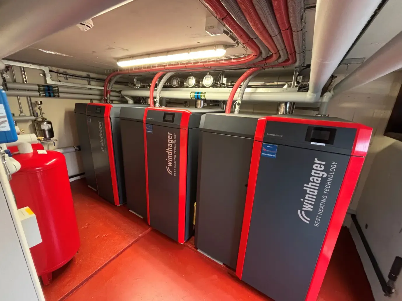 The newly installed Windhager BioWIN Kaskade biomass heating system