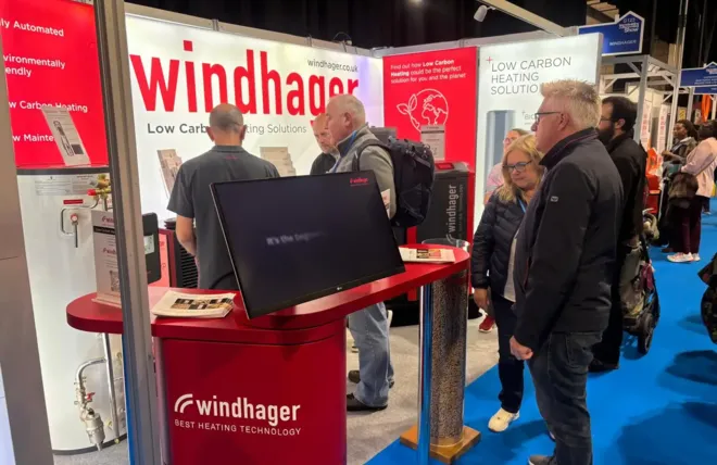 A busy exhibition stand at the 2026 Glasgow Homebuilding & Renovating Show